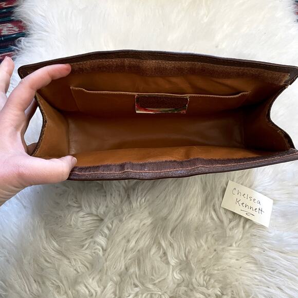 Gucci Vintage Clutch Brown Web Bag Logo Monogram Interlocking GG Stripe - Picture 12 of 16